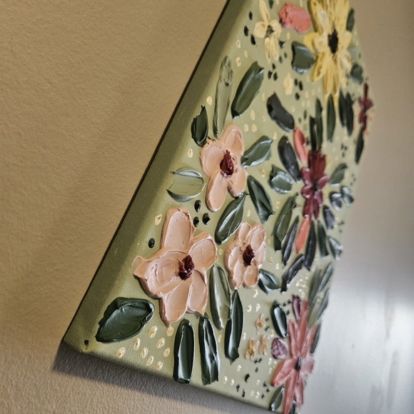 Textured hand made floral painting - Picture 6 of 10